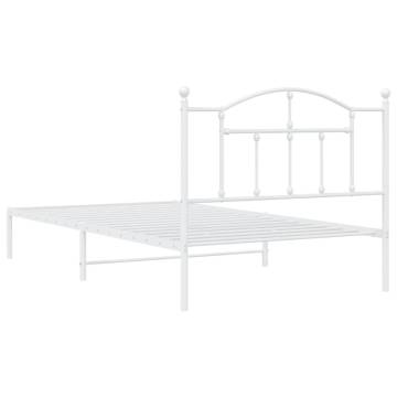 Metal Bed Frame with Headboard White - 107x203 cm | HipoMarket