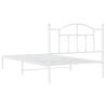 Metal Bed Frame with Headboard White - 107x203 cm | HipoMarket