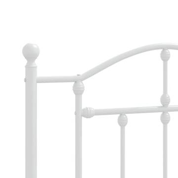 Metal Bed Frame with Headboard White - 107x203 cm | HipoMarket