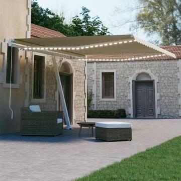 Manual Retractable Awning with LED - Cream 400x300 cm