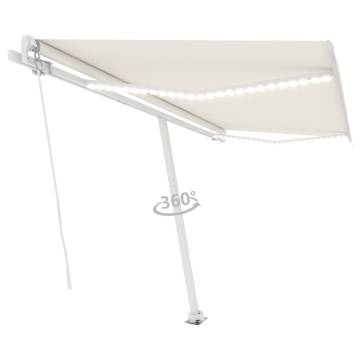 Manual Retractable Awning with LED - Cream 400x300 cm