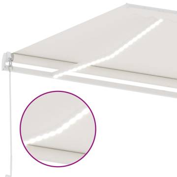 Manual Retractable Awning with LED - Cream 400x300 cm