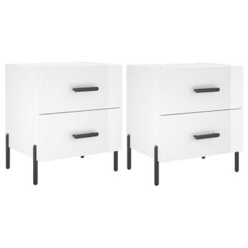 Modern High Gloss White Bedside Cabinets - 2 pcs | HipoMarket