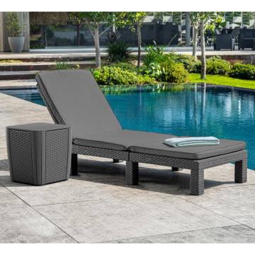 Comfortable Keter Daytona Graphite Sunlounger with Cushion