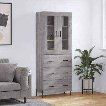 Stylish Highboard Grey Sonoma - Engineered Wood