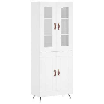 Stylish White Highboard - 69.5x34x180 cm Engineered Wood