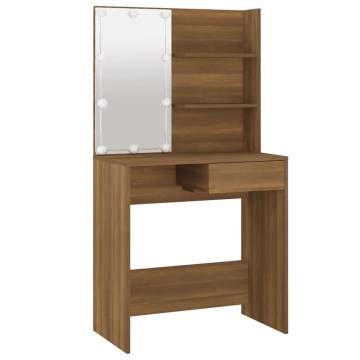 Dressing Table with LED - Brown Oak, 74.5x40x141 cm