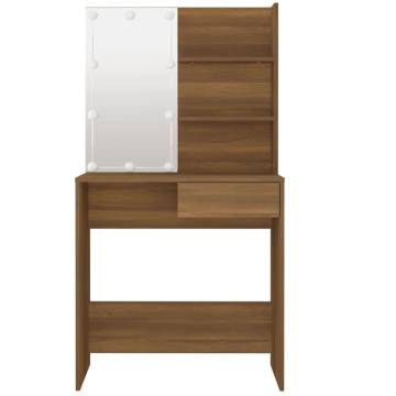 Dressing Table with LED - Brown Oak, 74.5x40x141 cm