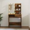 Dressing Table with LED - Brown Oak, 74.5x40x141 cm