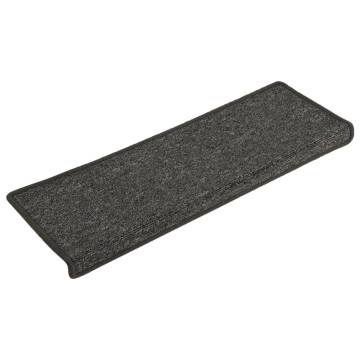 Carpet Stair Treads 15 pcs - Grey & Black, Non-Slip Mats