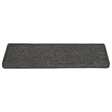 Carpet Stair Treads 15 pcs - Grey & Black, Non-Slip Mats