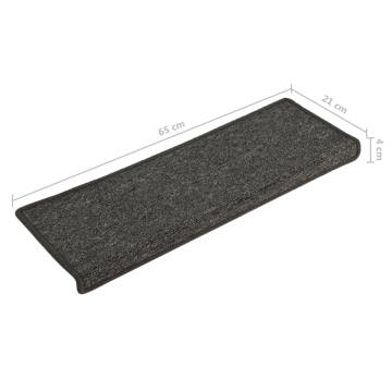 Carpet Stair Treads 15 pcs - Grey & Black, Non-Slip Mats