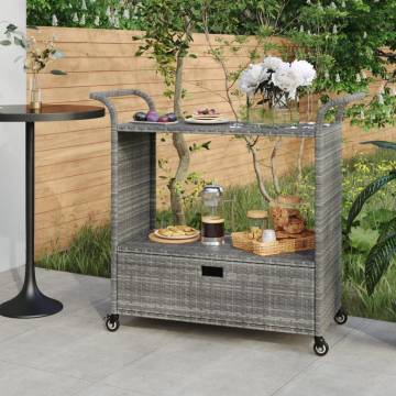 Stylish Grey Bar Cart with Drawer | 100x45x97 cm | Hipomarket