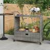 Bar Cart with Drawer Grey 100x45x97 cm Poly Rattan Colour grey 