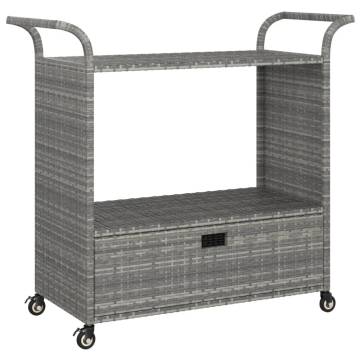 Stylish Grey Bar Cart with Drawer | 100x45x97 cm | Hipomarket