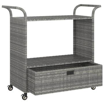 Stylish Grey Bar Cart with Drawer | 100x45x97 cm | Hipomarket