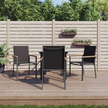 5 Piece Garden Dining Set - Black Textilene & Steel