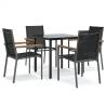 5 Piece Garden Dining Set - Black Textilene & Steel