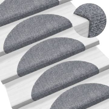 15 Self-Adhesive Stair Mats - Light Grey | Hipomarket UK