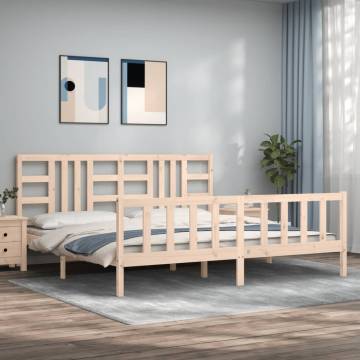 Solid Wood Bed Frame with Headboard 200x200 cm - HipoMarket