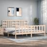 Bed Frame with Headboard 200x200 cm Solid Wood Colour natural Size 200 x 200 cm 