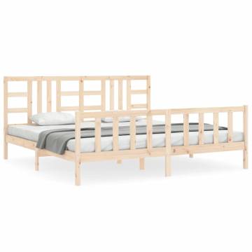 Solid Wood Bed Frame with Headboard 200x200 cm - HipoMarket