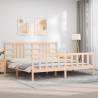 Solid Wood Bed Frame with Headboard 200x200 cm - HipoMarket