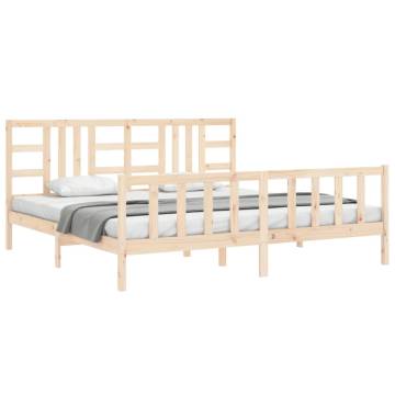 Solid Wood Bed Frame with Headboard 200x200 cm - HipoMarket