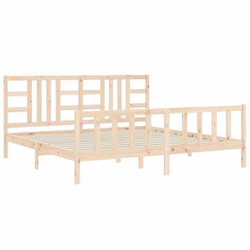 Solid Wood Bed Frame with Headboard 200x200 cm - HipoMarket