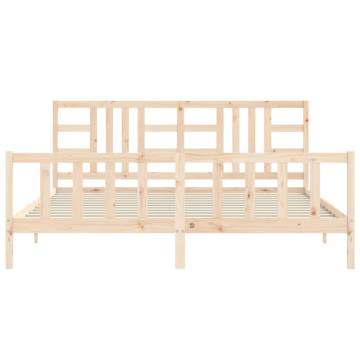 Solid Wood Bed Frame with Headboard 200x200 cm - HipoMarket