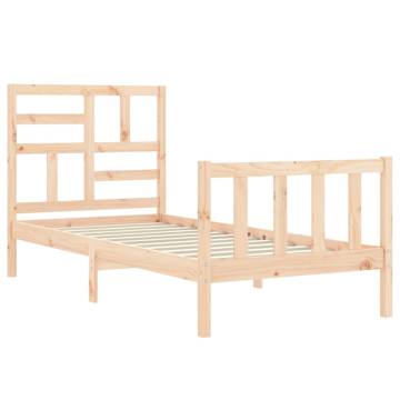 Solid Wood Bed Frame with Headboard 100x200 cm - HipoMarket