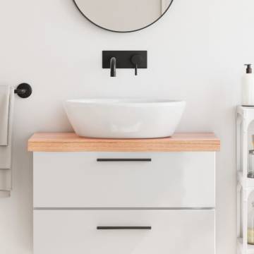 Light Brown Wooden Bathroom Countertop - Solid Oak 80x40 cm