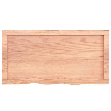 Light Brown Wooden Bathroom Countertop - Solid Oak 80x40 cm