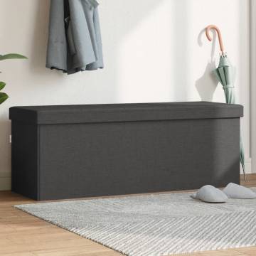 Storage Bench Foldable Dark Grey Faux Linen | Hipo Market