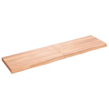 Light Brown Wall Shelf | Solid Oak Wood, 120x30 cm