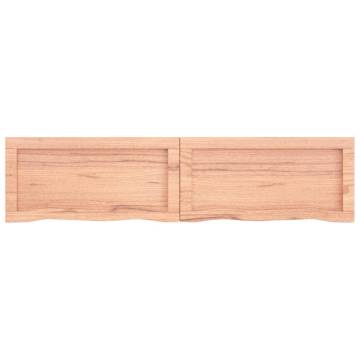 Light Brown Wall Shelf | Solid Oak Wood, 120x30 cm