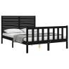 Black Small Double Bed Frame with Headboard - Solid Wood