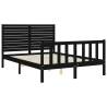 Black Small Double Bed Frame with Headboard - Solid Wood