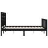 Black Small Double Bed Frame with Headboard - Solid Wood