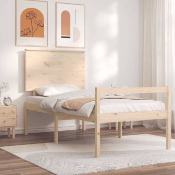 Solid Wood Bed Frame with Headboard - 90x200 cm | HipoMarket