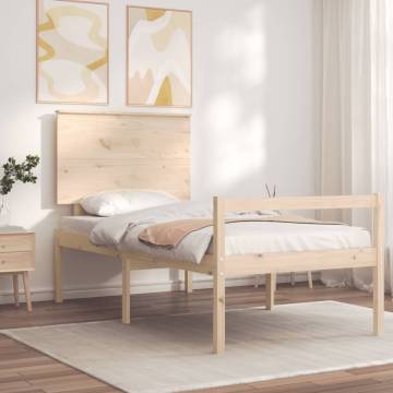 Solid Wood Bed Frame with Headboard - 90x200 cm | HipoMarket