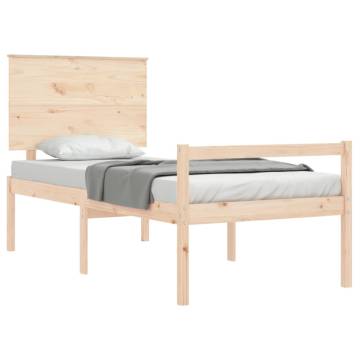 Solid Wood Bed Frame with Headboard - 90x200 cm | HipoMarket