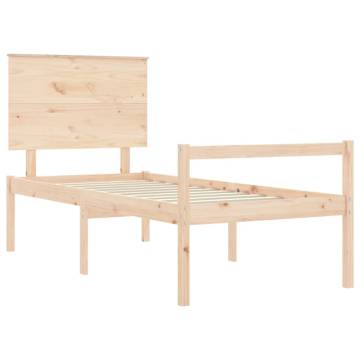 Solid Wood Bed Frame with Headboard - 90x200 cm | HipoMarket