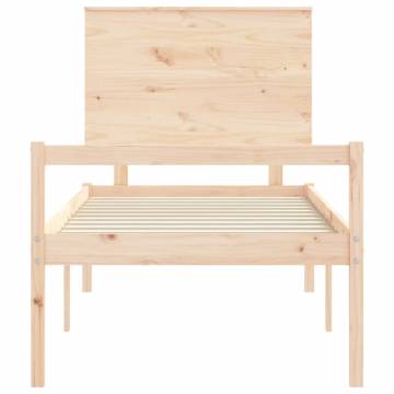 Solid Wood Bed Frame with Headboard - 90x200 cm | HipoMarket