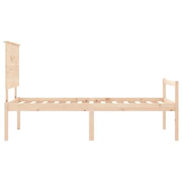 Solid Wood Bed Frame with Headboard - 90x200 cm | HipoMarket