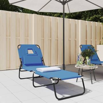 Folding Sun Lounger Blue - Oxford Fabric & Steel | HipoMarket