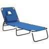 Folding Sun Lounger Blue - Oxford Fabric & Steel | HipoMarket