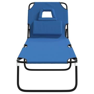 Folding Sun Lounger Blue - Oxford Fabric & Steel | HipoMarket