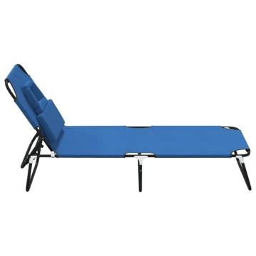 Folding Sun Lounger Blue - Oxford Fabric & Steel | HipoMarket