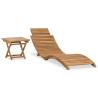 Folding Sun Lounger with Table Solid Teak Wood Quantity in Package 1 Model with table 